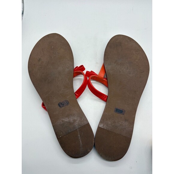 New Tory Burch Bow Thong Sandals Red Patent Leather Flat Flip Flops - Picture 11 of 11